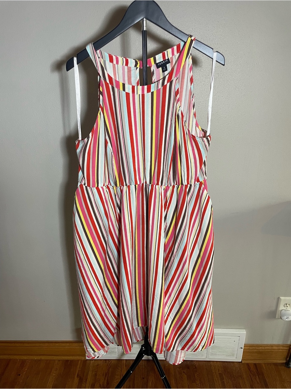 Torrid Bright Multicolor Striped Halter Dress